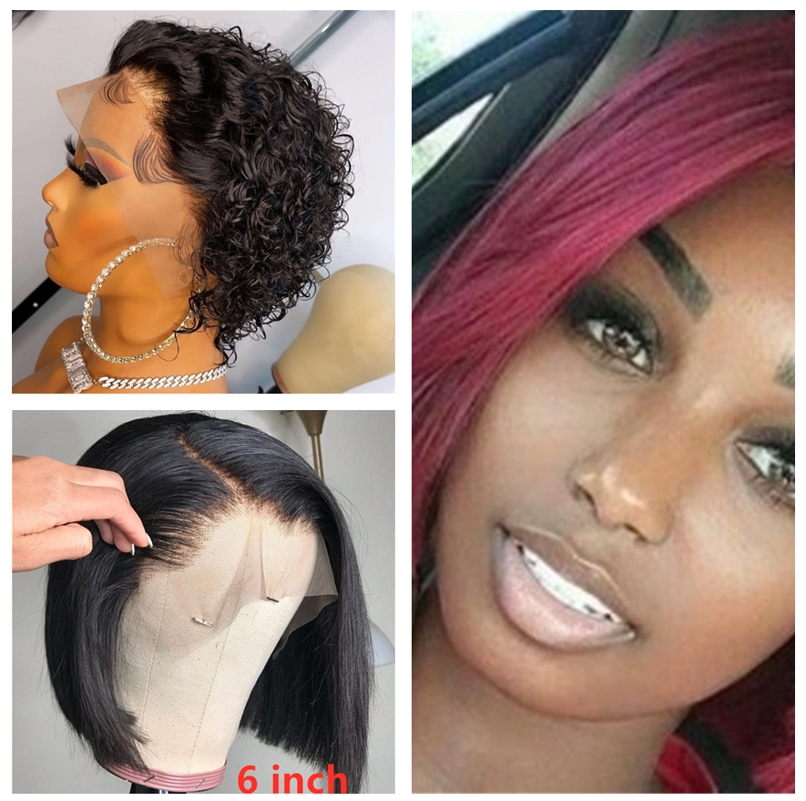 Wig By Sassy Glueless Short Bob Style Straight 2x6 Lace Front Bob Wigs Brazilian Hair Pre Plucked