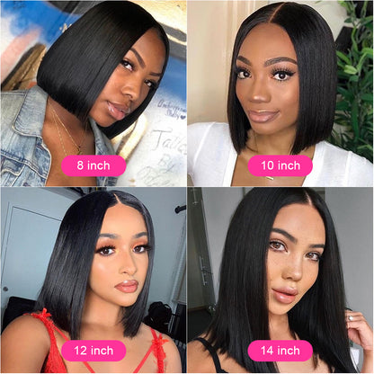 Wig By Sassy Glueless Short Bob Style Straight 2x6 Lace Front Bob Wigs Brazilian Hair Pre Plucked