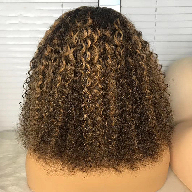 Piano-color Natural Curly Deep Wave Lace Wig