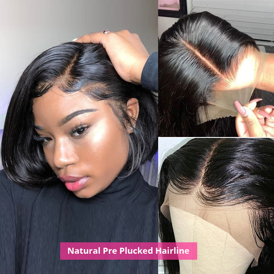 Wig By Sassy Glueless Short Bob Style Straight 2x6 Lace Front Bob Wigs Brazilian Hair Pre Plucked