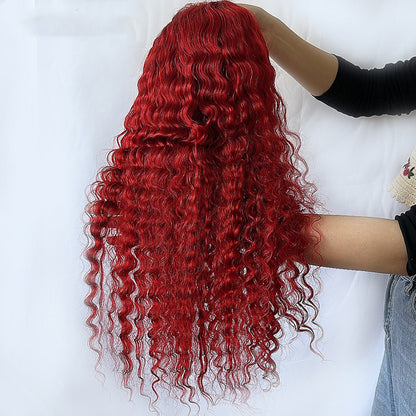 Curly Red 180% 14-32 Inch HD Lace Red Deep Wave Human Hair