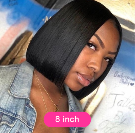 Wig By Sassy Glueless Short Bob Style Straight 2x6 Lace Front Bob Wigs Brazilian Hair Pre Plucked