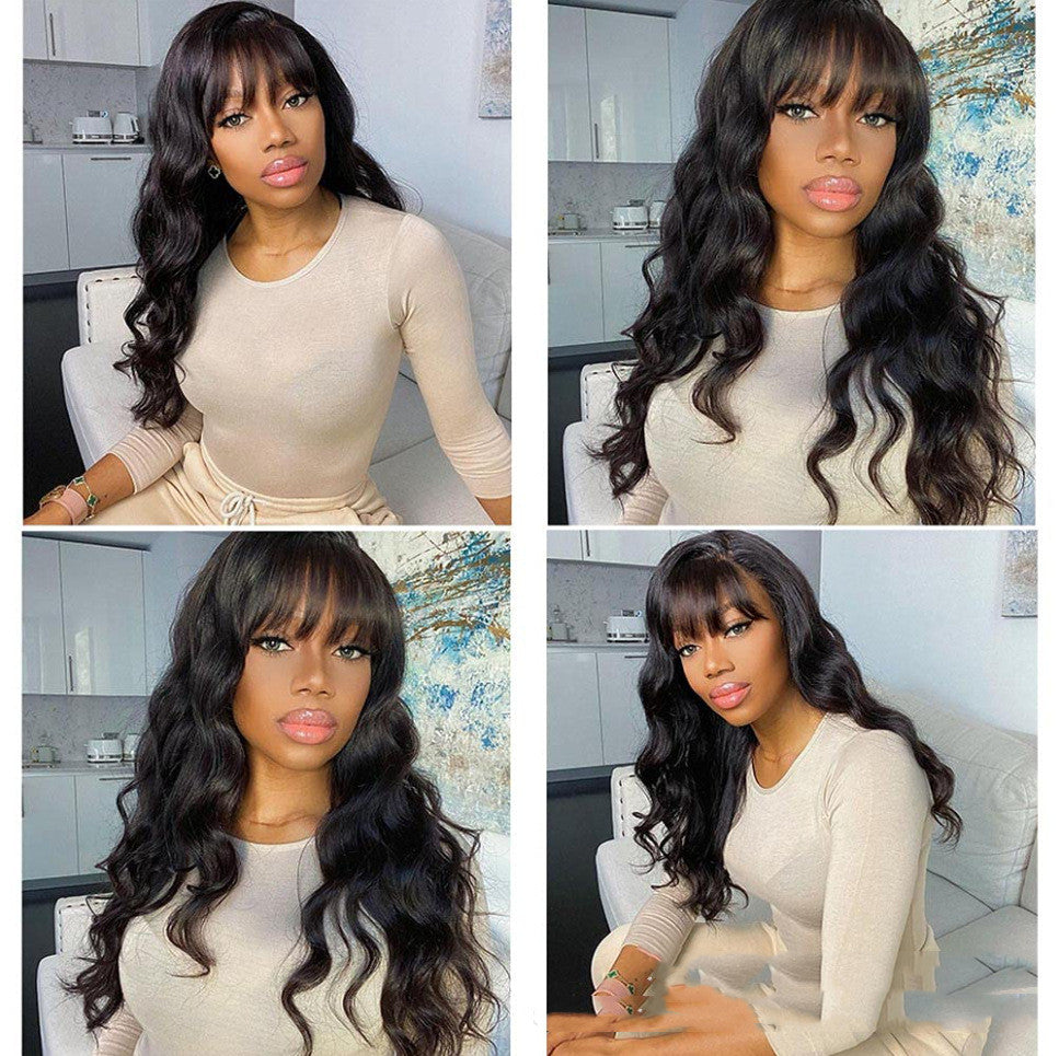 Glueless Body Wave Human Hair Wig With Bangs