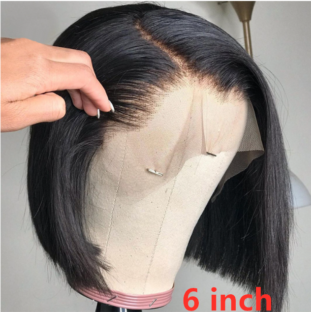 Wig By Sassy Glueless Short Bob Style Straight 2x6 Lace Front Bob Wigs Brazilian Hair Pre Plucked