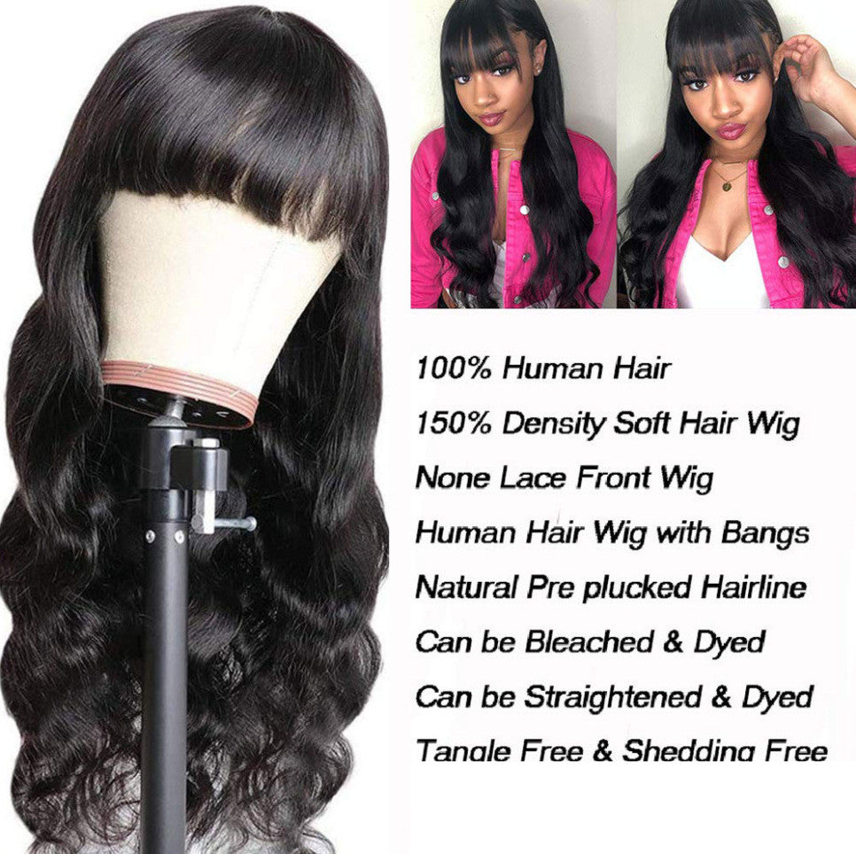 Glueless Body Wave Human Hair Wig With Bangs