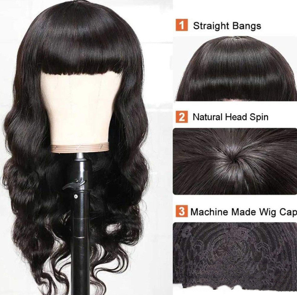 Glueless Body Wave Human Hair Wig With Bangs