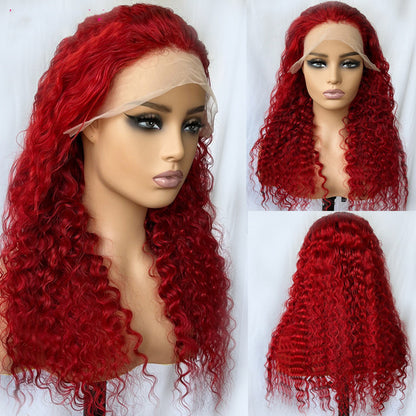 Curly Red 180% 14-32 Inch HD Lace Red Deep Wave Human Hair